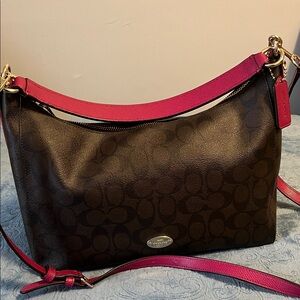 Elegant Brown and Pink Shoulder Bag